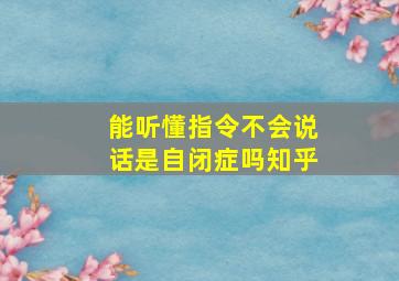 能听懂指令不会说话是自闭症吗知乎