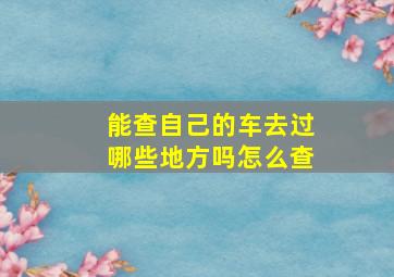 能查自己的车去过哪些地方吗怎么查