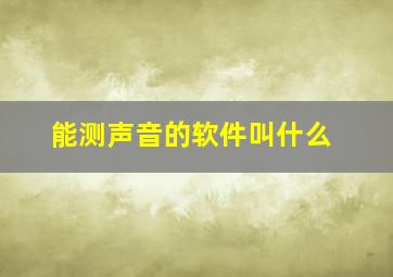 能测声音的软件叫什么