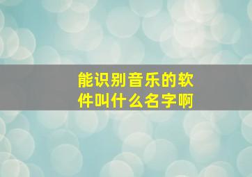 能识别音乐的软件叫什么名字啊