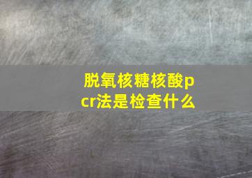 脱氧核糖核酸pcr法是检查什么