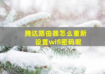 腾达路由器怎么重新设置wifi密码呢