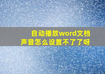 自动播放word文档声音怎么设置不了了呀