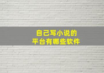 自己写小说的平台有哪些软件