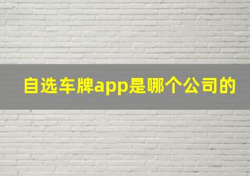 自选车牌app是哪个公司的