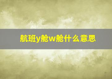 航班y舱w舱什么意思