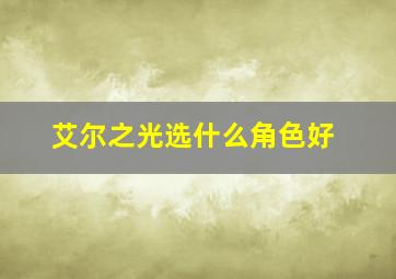 艾尔之光选什么角色好