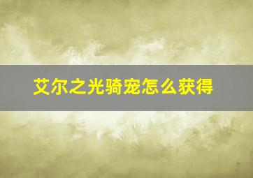 艾尔之光骑宠怎么获得