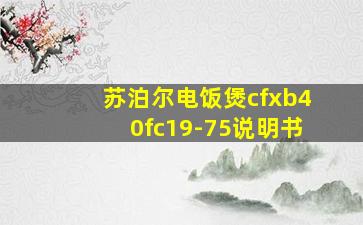 苏泊尔电饭煲cfxb40fc19-75说明书