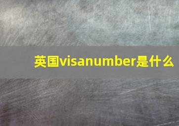 英国visanumber是什么