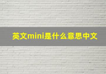 英文mini是什么意思中文