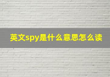 英文spy是什么意思怎么读