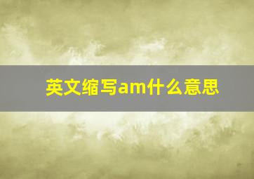 英文缩写am什么意思