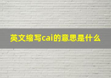 英文缩写cai的意思是什么