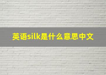 英语silk是什么意思中文