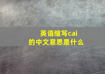 英语缩写cai的中文意思是什么