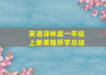 英语译林版一年级上册课程所学总结