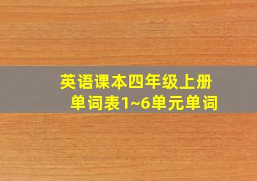 英语课本四年级上册单词表1~6单元单词