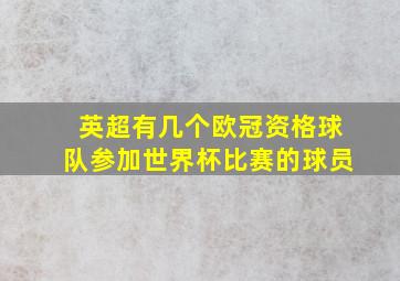 英超有几个欧冠资格球队参加世界杯比赛的球员