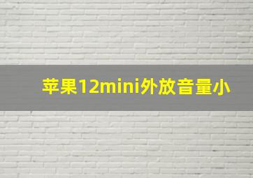 苹果12mini外放音量小