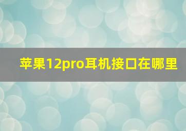 苹果12pro耳机接口在哪里