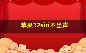 苹果12siri不出声