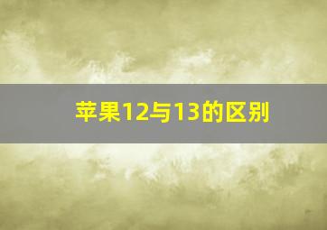 苹果12与13的区别