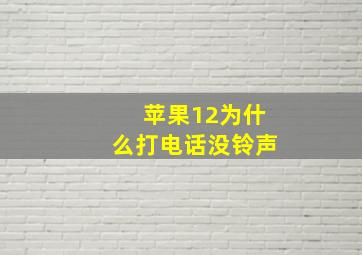 苹果12为什么打电话没铃声