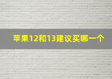 苹果12和13建议买哪一个