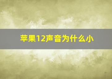 苹果12声音为什么小