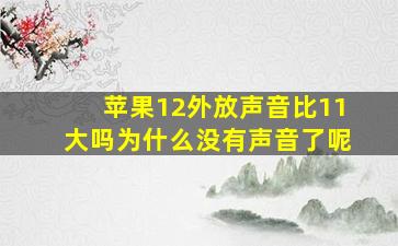 苹果12外放声音比11大吗为什么没有声音了呢