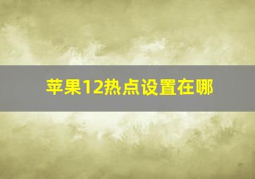 苹果12热点设置在哪