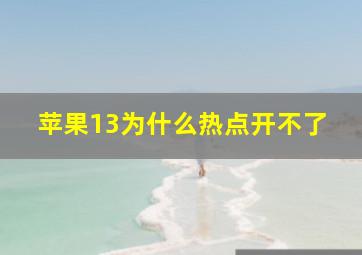 苹果13为什么热点开不了