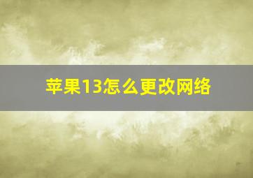 苹果13怎么更改网络