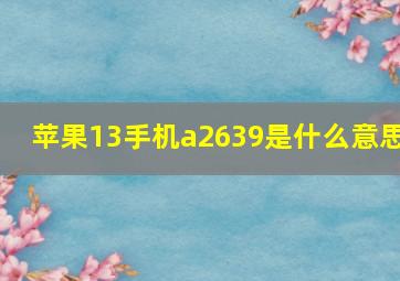 苹果13手机a2639是什么意思