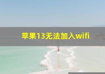 苹果13无法加入wifi