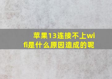 苹果13连接不上wifi是什么原因造成的呢