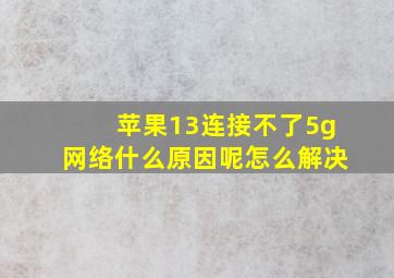 苹果13连接不了5g网络什么原因呢怎么解决