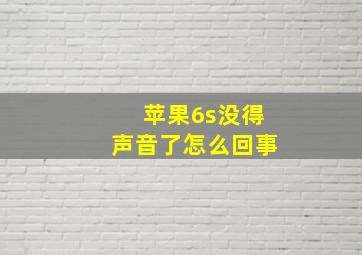 苹果6s没得声音了怎么回事