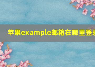 苹果example邮箱在哪里登录