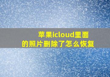 苹果icloud里面的照片删除了怎么恢复