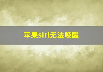 苹果siri无法唤醒