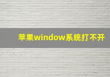 苹果window系统打不开