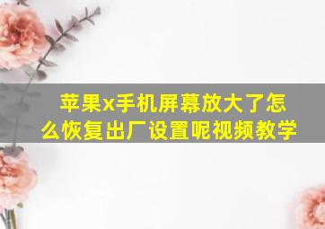 苹果x手机屏幕放大了怎么恢复出厂设置呢视频教学