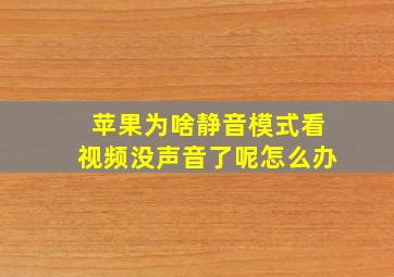 苹果为啥静音模式看视频没声音了呢怎么办