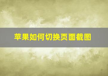 苹果如何切换页面截图