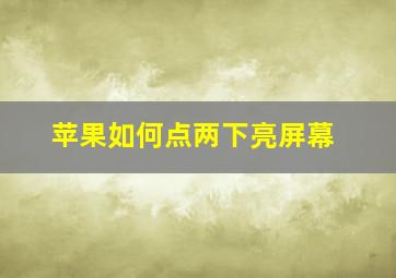 苹果如何点两下亮屏幕