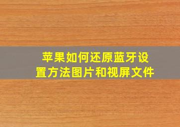 苹果如何还原蓝牙设置方法图片和视屏文件