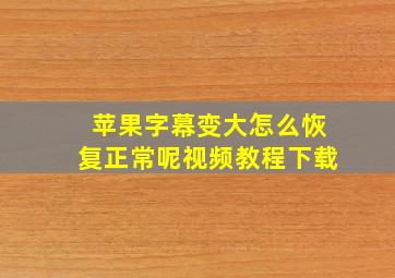 苹果字幕变大怎么恢复正常呢视频教程下载