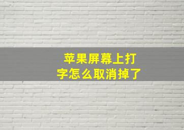 苹果屏幕上打字怎么取消掉了